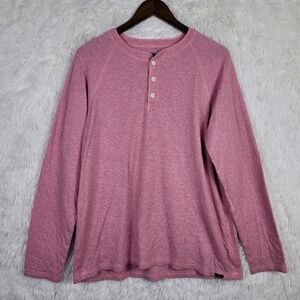Faherty Mens Pink Cloud Cotton Henley Long Sleeve Shirt XL Classic